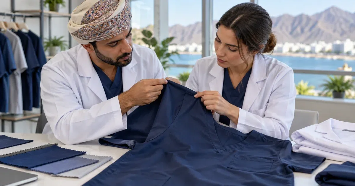 Illustrative garment review and branding approval for oman